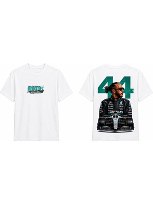 Tomris Dtg Baskı Lewis Hamilton Formula One 44 Oversize T-Shirt