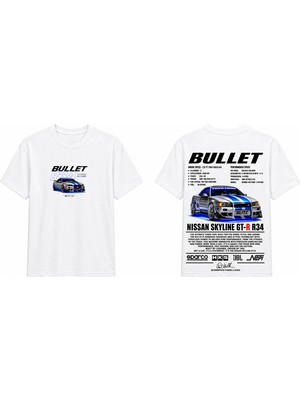 Tomris Dtg Baskı  Gtr R34 Bullet Jdm Oversize T-Shirt