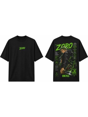 Tomris Dtg Baskı One Piece Roronoa Zoro Anime Oversize T-Shirt