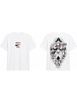 Tomris Dtg Baskı One Piece Monkey D. Luffy P.k Anime Oversize T-Shirt