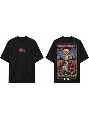 Tomris Dtg Baskı Ironmaiden Eddie Demon Oversize T-Shirt