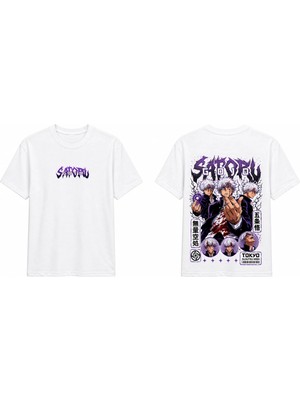 Tomris Dtg Baskı Jujutsu Kaisen Gojo Satoru Anime Oversize T-Shirt