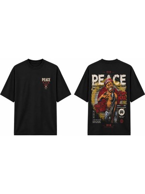 Tomris Dtg Baskı Peace Stop War Oversize T-Shirt