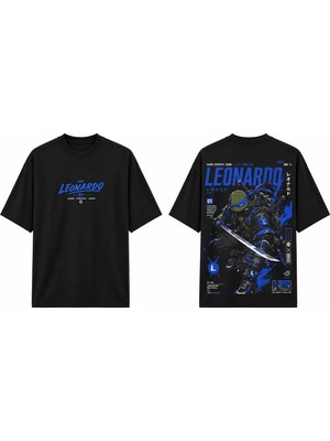 Tomris Dtg Baskı Leonardo Ninja Kaplumbağalar Anime Oversize T-Shirt
