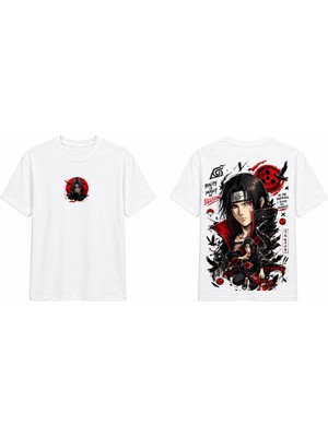Tomris Dtg Baskı Naruto Itachi Uchiha Akatsuki Anime Oversize T-Shirt
