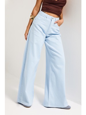 It's Basic Kadın Bebe Mavisi 6s6-103  palazzo Fit Elastan Kumaş Denim Jean