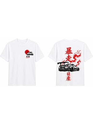 Tomris Dtg Baskı GT-R35 Japon Stil Jdm Oversize T-Shirt