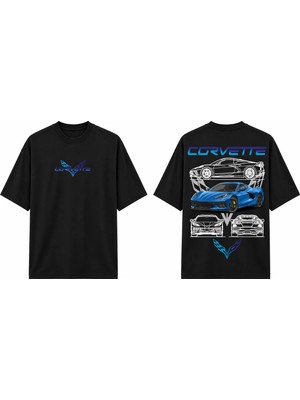 Tomris Dtg Baskı Corvette C8 Supercar Oversize T-Shirt