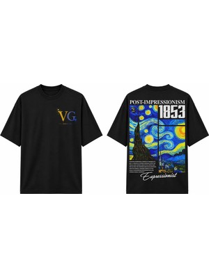 Tomris Dtg Baskı Van Gogh Starry Night Oversize T-Shirt