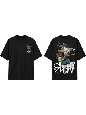 Tomris Dtg Baskı Slow Duck Oversize T-Shirt