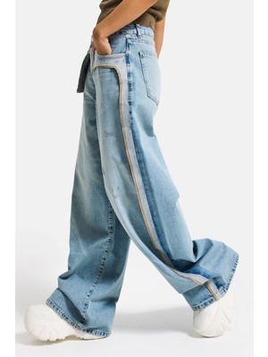It's Basic Kadın T.Kot Rengi 12s6-32 Süper Baggy Fit Özel Tasarım Denim Jean