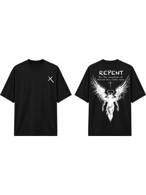 Tomris Dtg Baskı Repent Melek Kanatlı Oversize T-Shirt