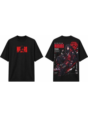 Tomris Dtg Baskı Naruto Madara Uchiha Anime Oversize T-Shirt