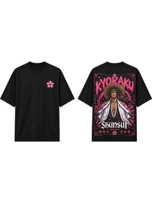 Tomris Dtg Baskı Bleach Kyoraku Shunsui Anime Oversize T-Shirt