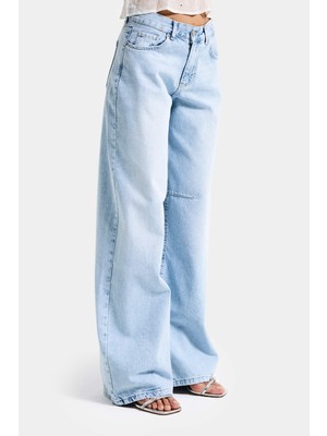It's Basic Kadın Ice 4s6-3 Wide Leg Barrel Fit %100 Koton Denim Jean