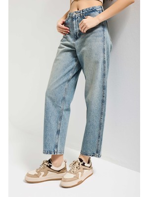 It's Basic Kadın Kot Rengi 4s6-32 Relax Fit %100 Koton Denim Jean