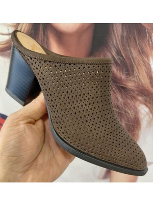 Bags Shoes Nish N338 Kadın Hakiki Deri Burnu Kapalı Topuklu Terlik