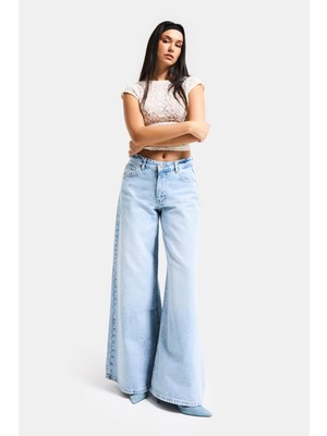 It's Basic Kadın Ice 4s6-3 Elephant Leg Süper Bol %100 Koton Denim Jean