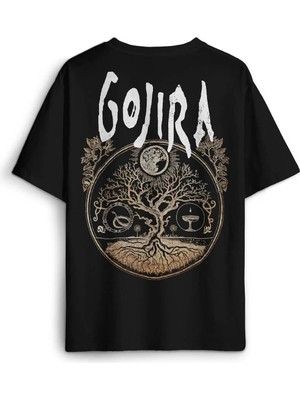  Gojira Metal Music Rock Müzik Baskılı Oversize T-Shirt Siyah Unisex Tişört