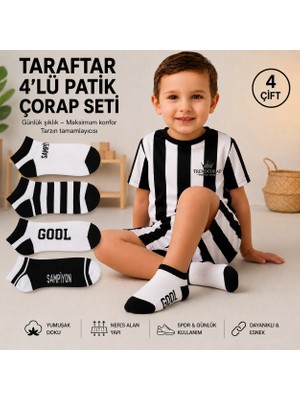 TrendCorap Taraftar Çocuk Doğal Pamuklu Patik Çorap 4'lü Set 3-12 Yaş