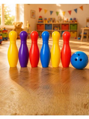 Renkli Bowling Seti Çocuk Aktivite Oyunu Motor Beceri Geliştirici