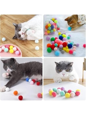 Esranın Dünyası 50 Adet 3 cm Renkli Peluş Kedi Topu Seti, Yumuşak ve Eğlenceli