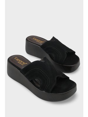 Capone Outfitters Hakiki Deri Süet Dolgu Topuklu Kadın Sandalet