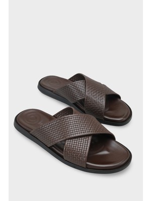 Capone Outfitters Geof Çapraz Bantlı Örgü Desenli Erkek Terlik