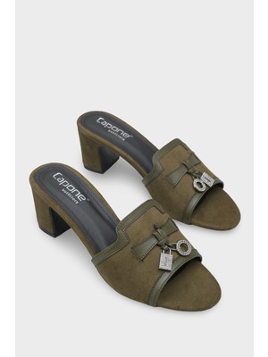 Capone Outfitters Nady Orta Topuklu Taşlı Aksesuarlı Tek Bantlı Kadın Terlik