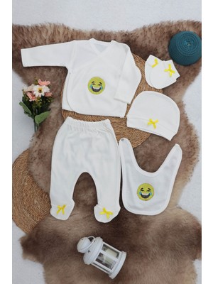 Majeur Sema Baby 5 Parça Gülen Surat Hastane Çıkışı Zıbın Seti 0-3 Ay