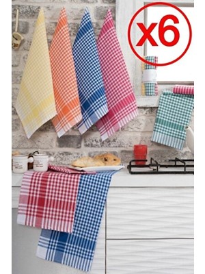 Empressco 50X70CM 6'lı Pötikareli Mutfak Kurulama Bezi Seti