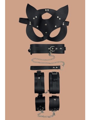 Mulvxbrf BRF02 Siyah 4'lü Maske ,tasma,kelepce Harness Set (Mulvix)