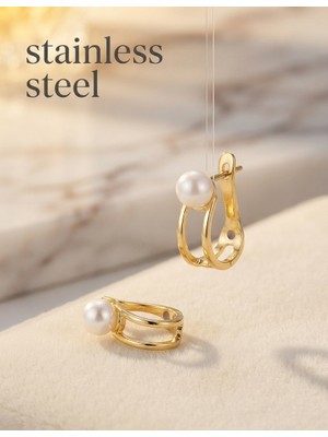 Stainless Steel Xuping Gold Renk Inci Taşlı Halka Küpe