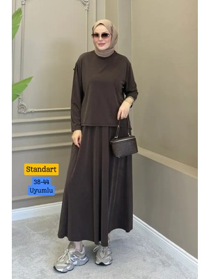 Balenbi Kadın Modal Kumaş Rahat Kalıp Lastikli Bel Etekli Tesettür Takım 1221 - Premium Seri
