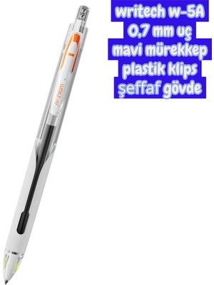Seyfi Kırtasiye Writech W-5A Age 0,7 mm Şeffaf Beyaz Gövde Mavi Mürekkep Jel Tükenmez Kalem