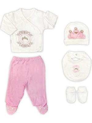 Majeur Sema Baby Prenses Lüks 5 Parça Hastane Çıkışı Zıbın Seti