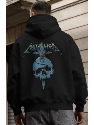 Sevbano Metallica Rock Metal Müzik Grubu Sırt Baskılı Unisex Oversize Premium Hoodie
