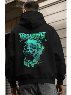 Sevbano Megadeth Rock Metal Müzik Grubu Sırt Baskılı Unisex Oversize Premium Hoodie