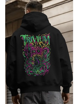 Sevbano Trivium Rock Metal Müzik Grubu Sırt Baskılı Unisex Oversize Premium Hoodie