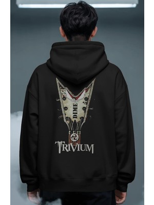 Sevbano Trivium Rock Metal Müzik Grubu Sırt Baskılı Unisex Oversize Premium Hoodie
