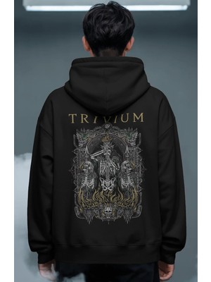 Sevbano Trivium Rock Metal Müzik Grubu Sırt Baskılı Unisex Oversize Premium Hoodie