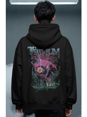 Sevbano Trivium Rock Metal Müzik Grubu Sırt Baskılı Unisex Oversize Premium Hoodie
