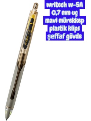 Seyfi Kırtasiye Writech W-5A Age 0,7 mm Şeffaf Sarı Gövde Mavi Mürekkep Jel Tükenmez Kalem