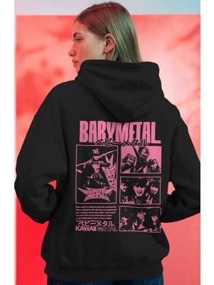 Sevbano Babymetal Rock Metal Müzik Grubu Sırt Baskılı Unisex Oversize Premium Hoodie