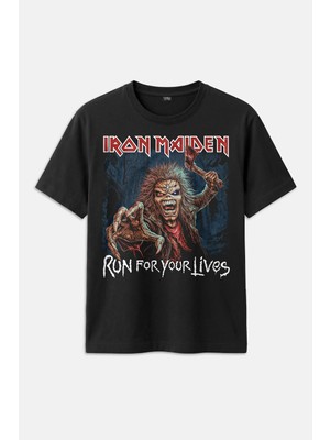  Metal Music Iron Maiden Guitar Gitar Skull Siyah Regular Fit Tişört