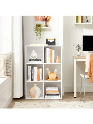 Astera 6 Bölmeli Ahşap Küp Kitaplık, 65.5X97.5X30 Cm, Beyaz