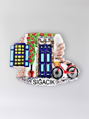 Mundy Sığacık Polyester Kabartmalı Magnet 7 x 5,5 cm Dekoratif Hediyelik Buzdolabı Süsü (KOD:1482)