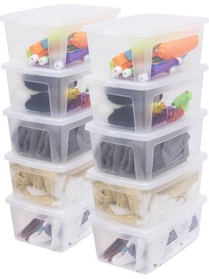 Astera Şeffaf Çok Yönlü Saklama Kutusu, 10'lu Set, 11 Litre
