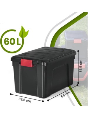 Astera Siyah Büyük Garaj Saklama Kutusu, 3'lü Paket, 60 Litre