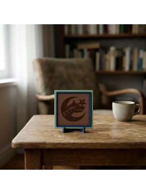 Miaju Bozkurt ve Göktürkçe Türk Yazılı Modern Dekoratif Obje, Mekanınıza Köklü Bir Asalet Katın 10X10 cm
